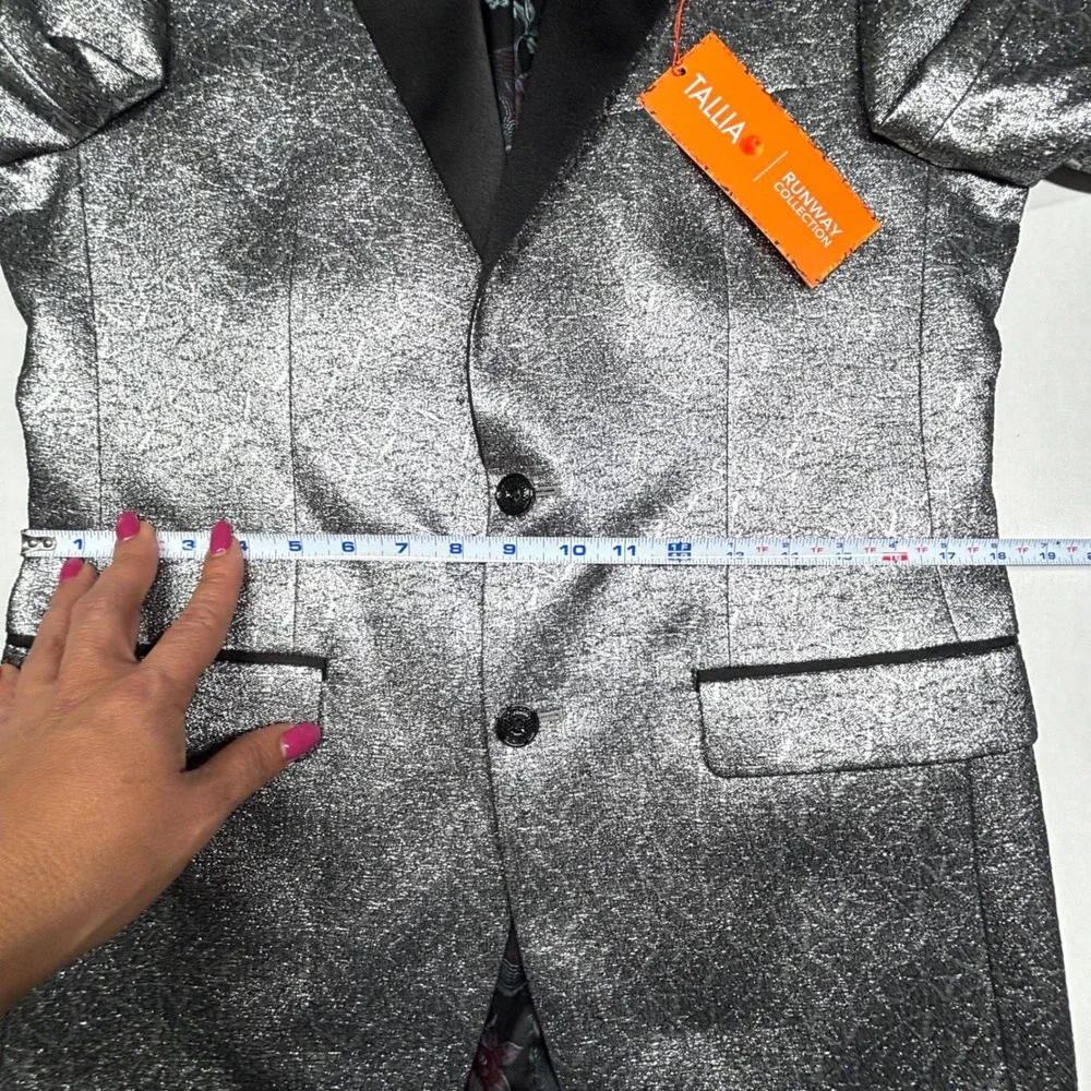 Tallia Mens Silver Metallic Slim Fit Blazer Tux Small Runway Collection Prom NWT